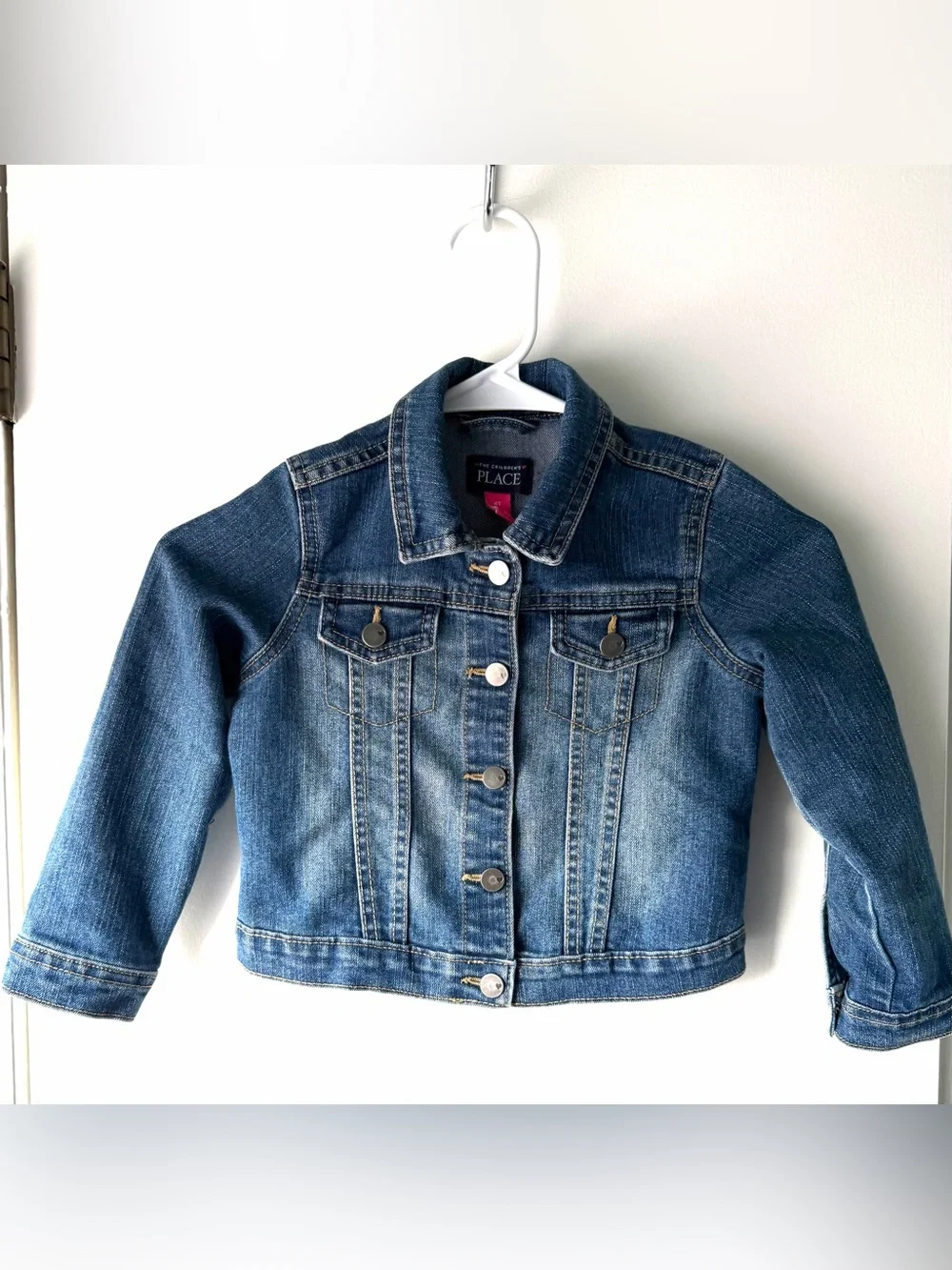 The Children's Place Girls Denim Jacket Blue Jean Distressed Wash Size 4T